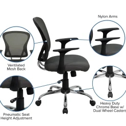 Office Chairs*Flash Furniture Alfred Ergonomic Mesh Swivel Mid-Back Task Office Chair, Dark Gray (H8369FDKGY)