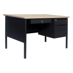 Office Desks*Flash Furniture Cambridge 48"W Single Pedestal Desk, (GCMBLK173WOK) White Oak/Black