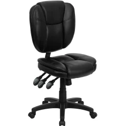 Office Chairs*Flash Furniture Caroline Armless Ergonomic LeatherSoft Swivel Mid-Back Multifunction Task Office Chair, Black (GO930FBKLEA)