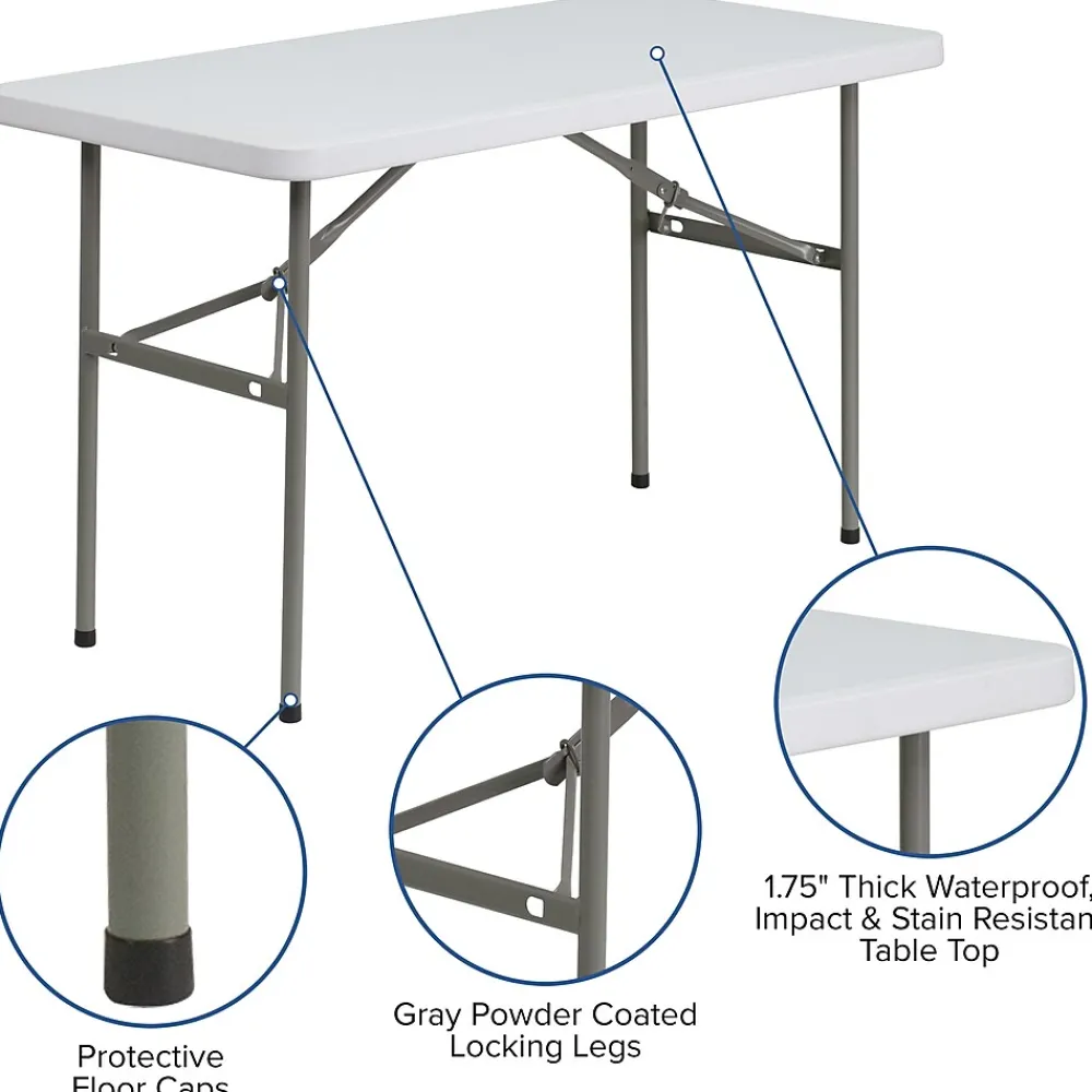 Folding Tables*Flash Furniture Elon Folding Table, 48.25" x 24", Granite White (DADYCZ1222)