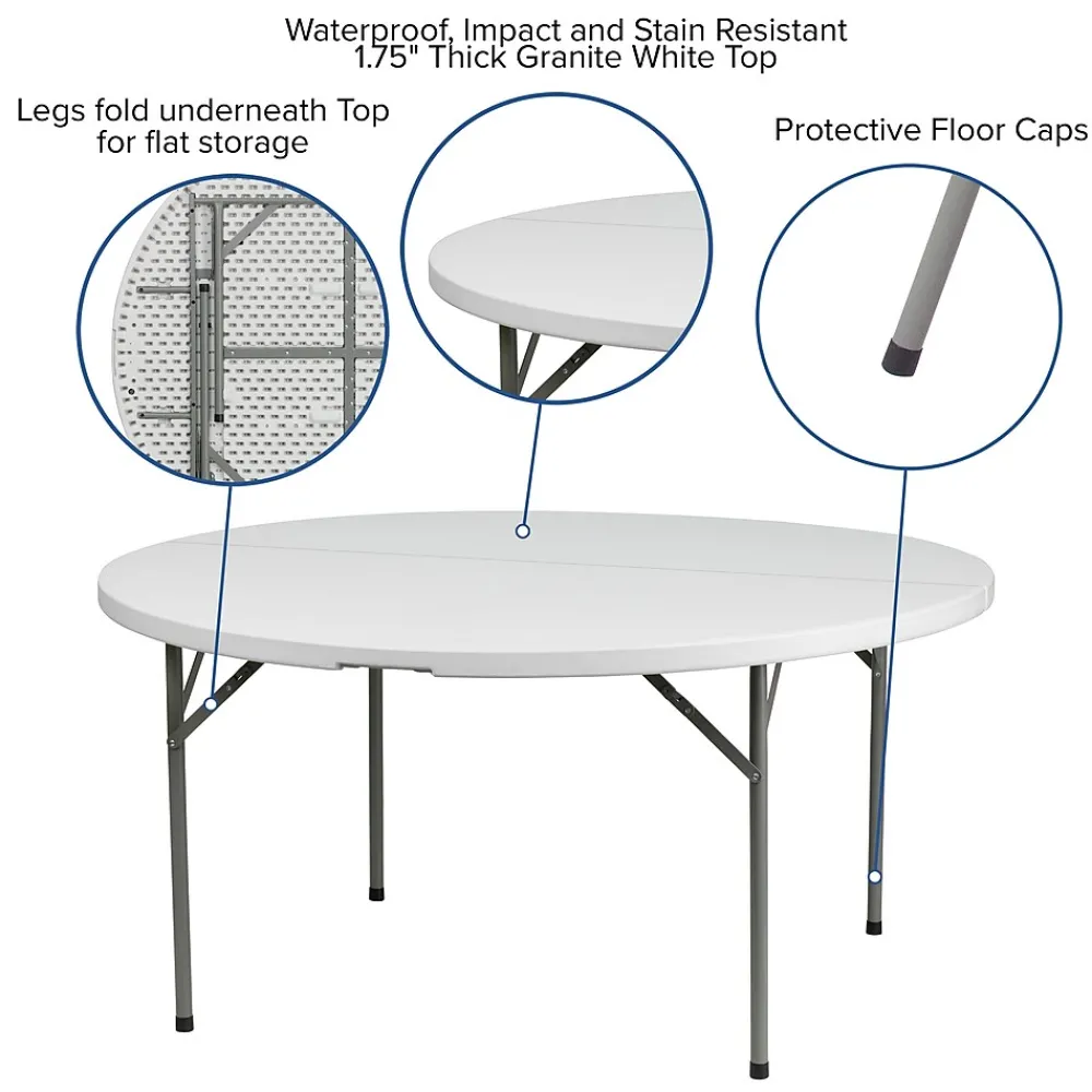 Folding Tables*Flash Furniture Elon Folding Table, 60" x 60", Granite White (DADYCZ154GW)