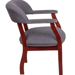 Office Chairs*Flash Furniture Fabric Luxurious Conference Chair with Silver Trim Nails, Gray (BZ105GY)