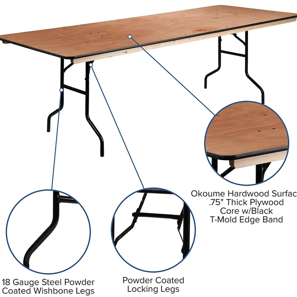 Folding Tables*Flash Furniture Fielder Folding Table, 96" x 36", Natural (XA3696P)