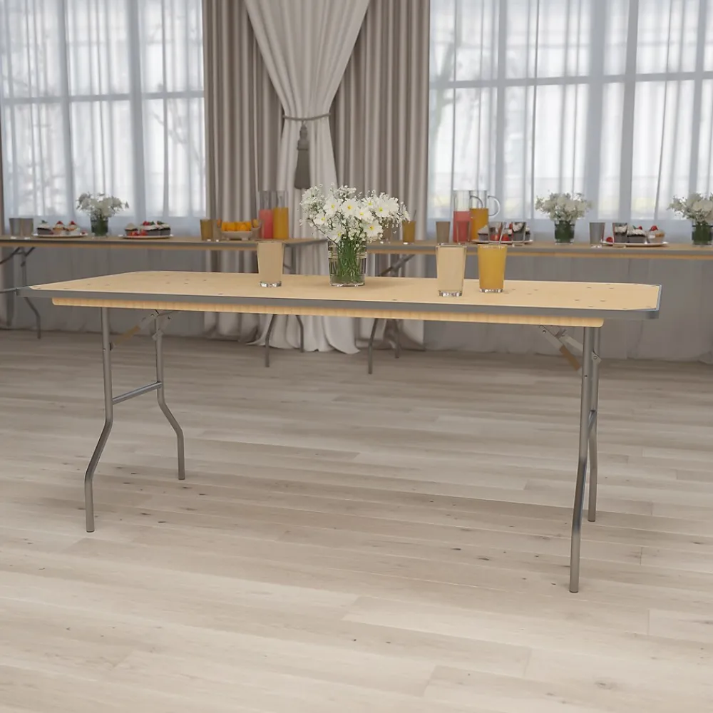 Folding Tables*Flash Furniture Fielder Folding Table, 72" x 30", Birchwood (XA3072BIRCHM)