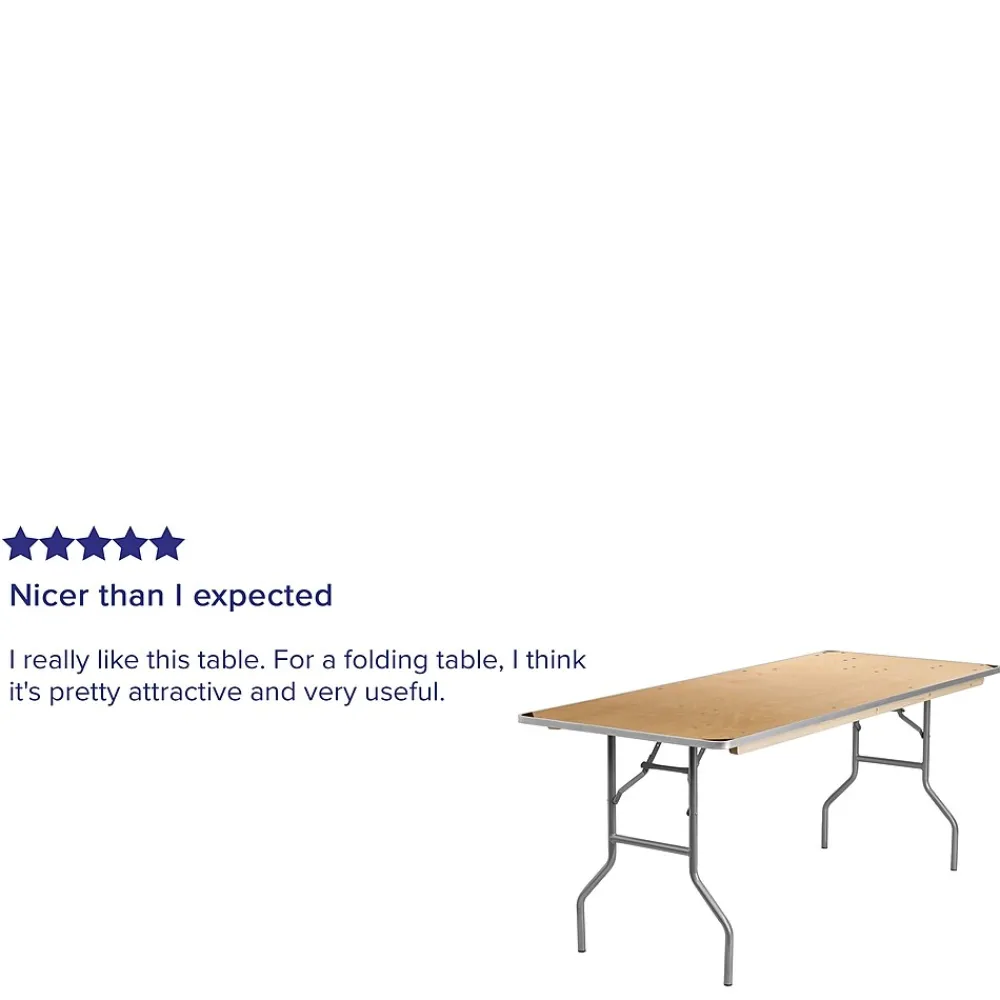 Folding Tables*Flash Furniture Fielder Folding Table, 72" x 30", Birchwood (XA3072BIRCHM)