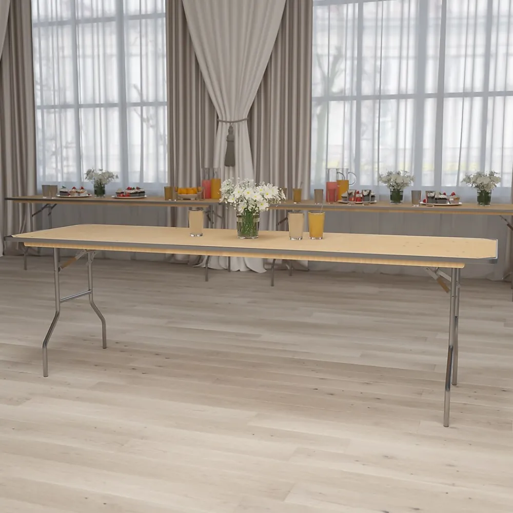Folding Tables*Flash Furniture Fielder Folding Table, 96" x 30", Birchwood (XA3096BIRCHM)