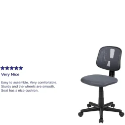 Office Chairs*Flash Furniture Flash Fundamentals Armless Ergonomic Mesh Swivel Mid-Back Task Office Chair, Gray (LF134GY)