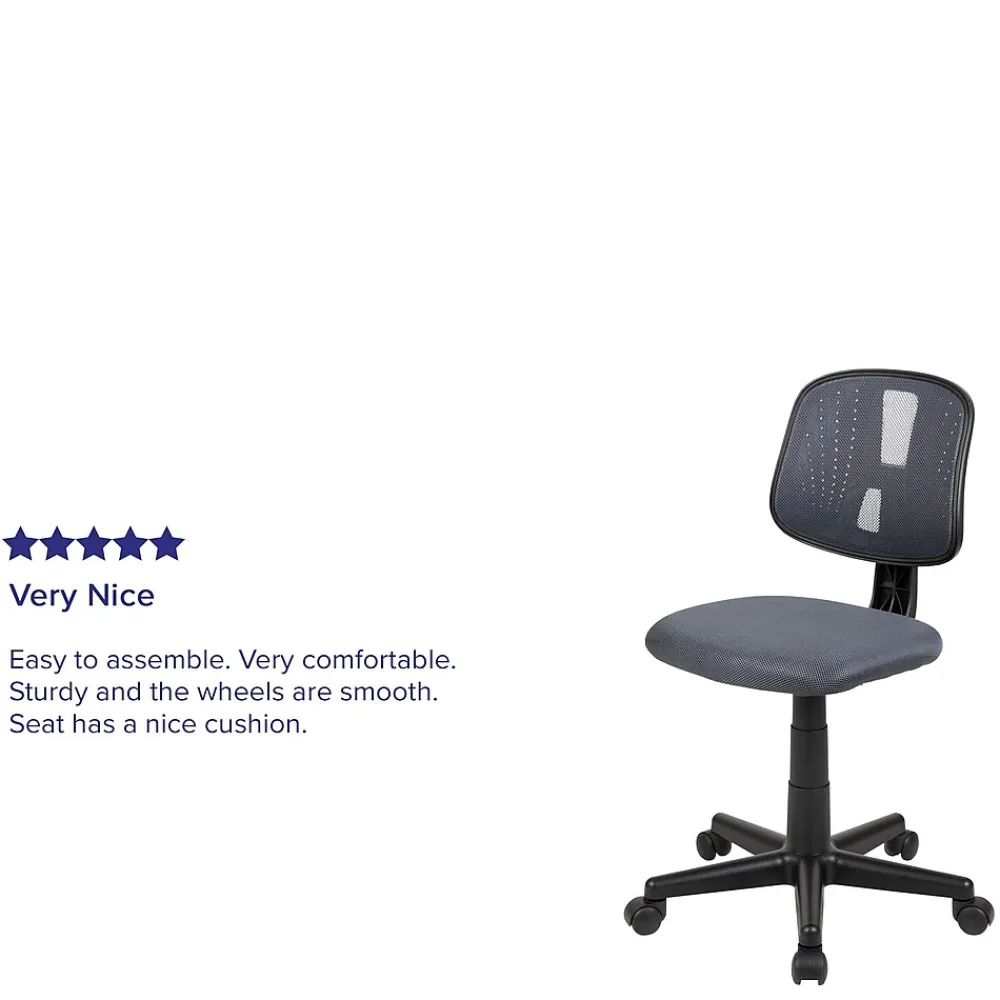 Office Chairs*Flash Furniture Flash Fundamentals Armless Ergonomic Mesh Swivel Mid-Back Task Office Chair, Gray (LF134GY)