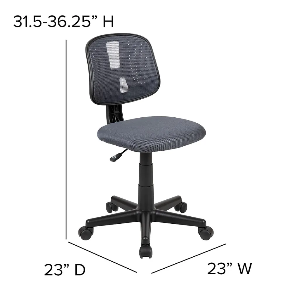 Office Chairs*Flash Furniture Flash Fundamentals Armless Ergonomic Mesh Swivel Mid-Back Task Office Chair, Gray (LF134GY)