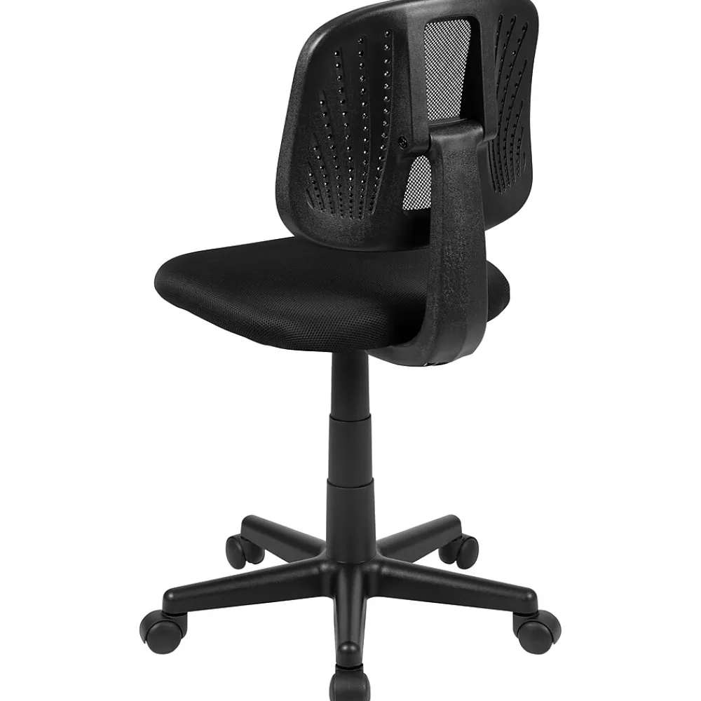 Office Chairs*Flash Furniture Flash Fundamentals Armless Ergonomic Mesh Swivel Mid-Back Task Office Chair, Black (LF134BK)