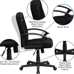 Office Chairs*Flash Furniture Garver Fabric Swivel Mid-Back Executive Office Chair, Black (GOST6BKFAB)