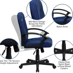 Office Chairs*Flash Furniture Garver Fabric Swivel Mid-Back Executive Office Chair, Navy (GOST6NVYFAB)