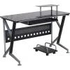 Computer Desks*Flash Furniture Glass Computer Desk with Pull-Out Keyboard Tray and CPU Cart, Black