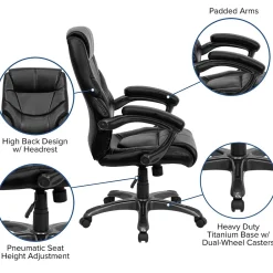 Office Chairs*Flash Furniture Greer Ergonomic LeatherSoft Swivel High Back Executive Office Chair, Black (GO724HBKLEA)