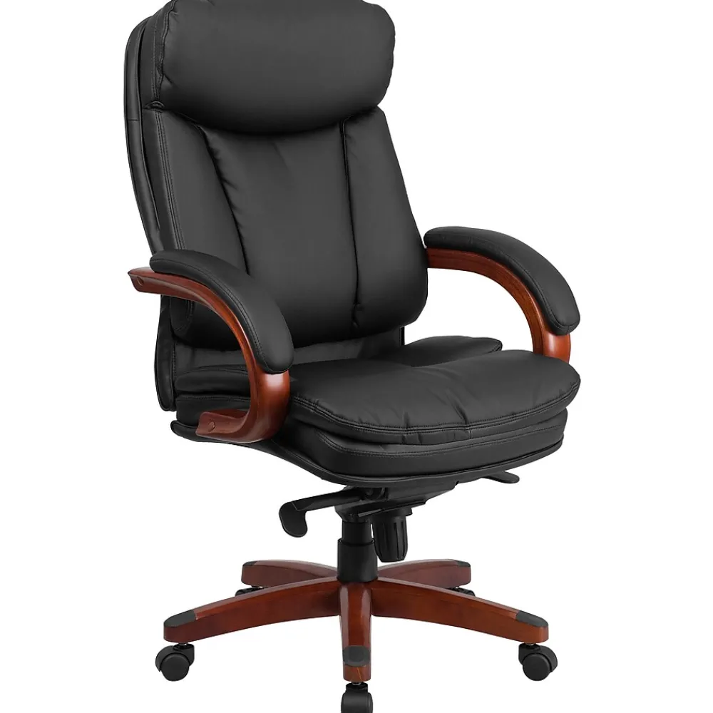 Office Chairs*Flash Furniture Hansel Ergonomic LeatherSoft Swivel High Back Executive Office Chair, Black/Mahogany (BT90171HS)