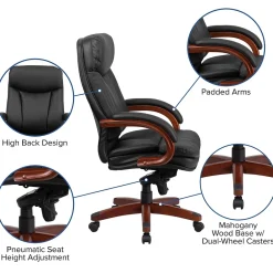 Office Chairs*Flash Furniture Hansel Ergonomic LeatherSoft Swivel High Back Executive Office Chair, Black/Mahogany (BT90171HS)