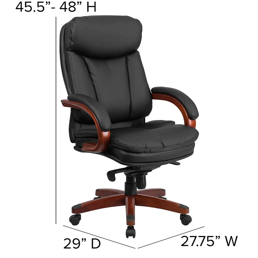 Office Chairs*Flash Furniture Hansel Ergonomic LeatherSoft Swivel High Back Executive Office Chair, Black/Mahogany (BT90171HS)