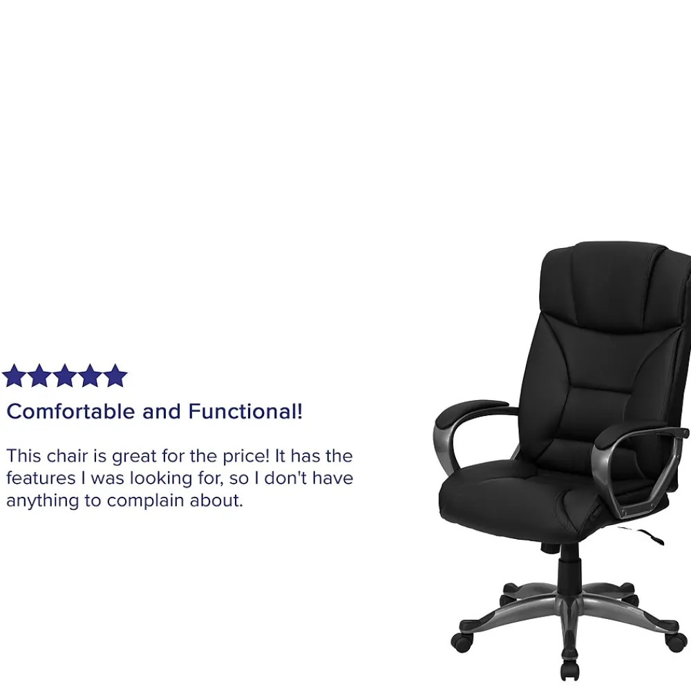 Office Chairs*Flash Furniture Hansel Ergonomic LeatherSoft Swivel High Back Executive Office Chair, Black (BT9177BK)