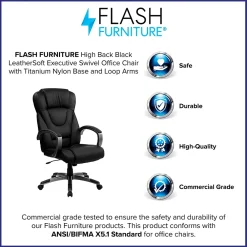 Office Chairs*Flash Furniture Hansel Ergonomic LeatherSoft Swivel High Back Executive Office Chair, Black (BT9069BK)