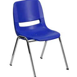 Folding & Stacking*Flash Furniture Hercules Molded Plastic Shell Stackable Chair With Chrome Frame, Navy, 16/Pack