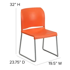 Folding & Stacking*Flash Furniture HERCULES Series Plastic Contoured Stack Chair with Sled Base, Orange/Gray (RUT238AOR)