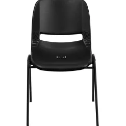 Folding & Stacking*Flash Furniture Hercules Shell Ergonomic Stack Chair With Black Frame and 16" Seat, Black, 15/Pack
