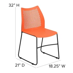 Folding & Stacking*Flash Furniture HERCULES Series Plastic Stack Chair with Air-Vent Back and Sled Base, Orange/Black (RUT498AOR)