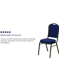 Folding & Stacking*Flash Furniture HERCULES™ Fabric Gold Vein Frame Crown Back Banquet Chair, Navy Blue, 4/Pack (4FDC01GV208)