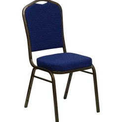 Folding & Stacking*Flash Furniture HERCULES™ Fabric Gold Vein Frame Crown Back Banquet Chair, Navy Blue, 4/Pack (4FDC01GV208)