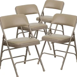 Folding & Stacking*Flash Furniture HERCULES™ Curved Triple Braced Vinyl Armless Folding Chair, Beige, 4/Pack (4HF3MC309AVBGE)