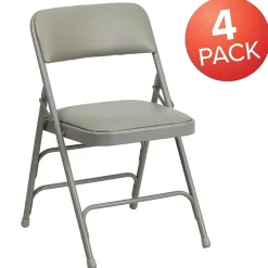 Folding & Stacking*Flash Furniture HERCULES™ Curved Triple Braced Vinyl Armless Folding Chair, Gray, 4/Pack