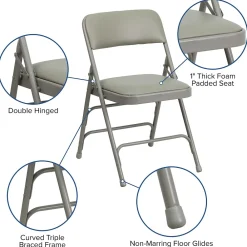Folding & Stacking*Flash Furniture HERCULES™ Curved Triple Braced Vinyl Armless Folding Chair, Gray, 4/Pack
