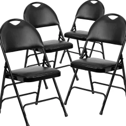 Folding & Stacking*Flash Furniture HERCULES™ Triple Braced Vinyl Armless Folding Chair, Black, 4/Pack (4HAMC705AV3BK)