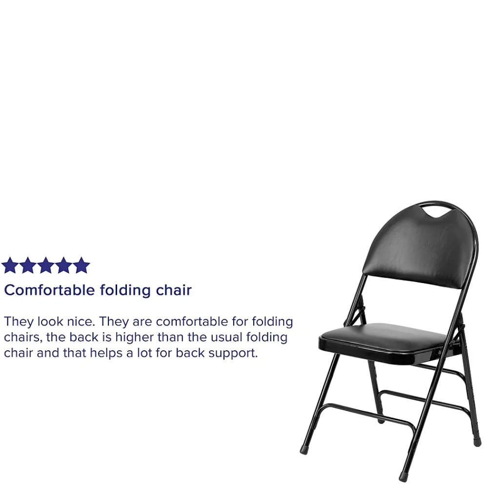Folding & Stacking*Flash Furniture HERCULES™ Triple Braced Vinyl Armless Folding Chair, Black, 4/Pack (4HAMC705AV3BK)