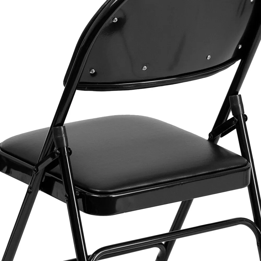 Folding & Stacking*Flash Furniture HERCULES™ Triple Braced Vinyl Armless Folding Chair, Black, 4/Pack (4HAMC705AV3BK)