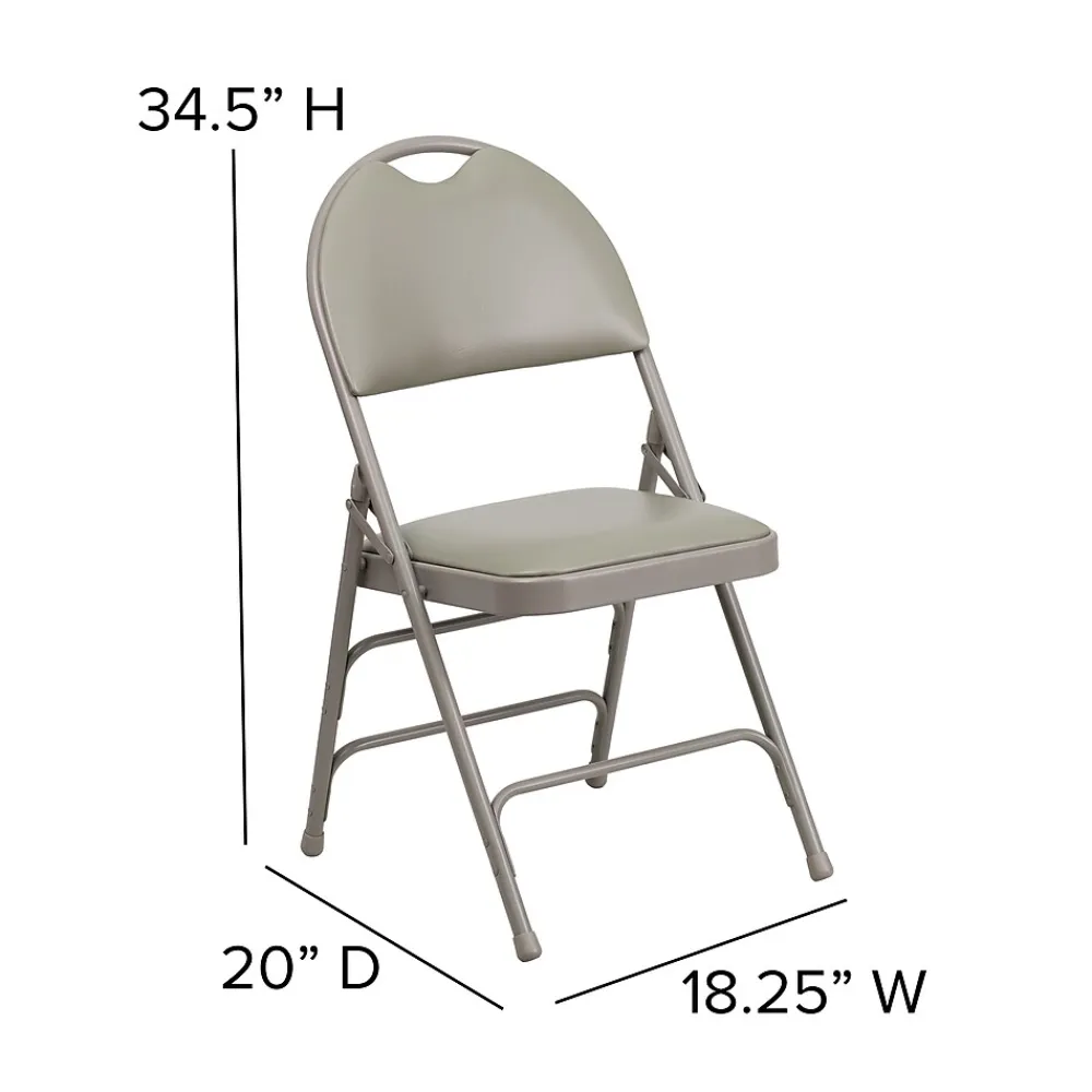 Folding & Stacking*Flash Furniture HERCULES™ Triple Braced Vinyl Armless Folding Chair, Gray, 4/Pack (4HAMC705AV3GY)