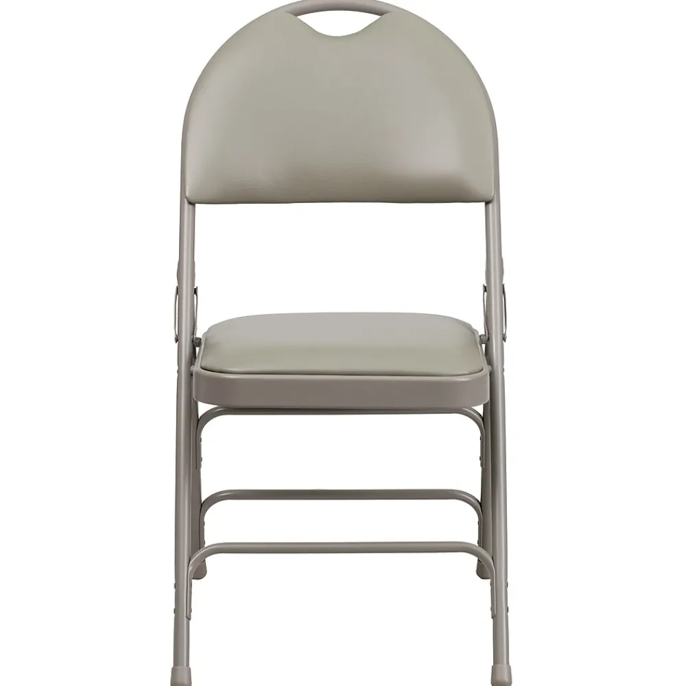 Folding & Stacking*Flash Furniture HERCULES™ Triple Braced Vinyl Armless Folding Chair, Gray, 4/Pack (4HAMC705AV3GY)