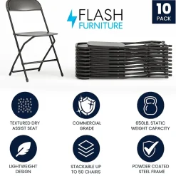Folding & Stacking*Flash Furniture HERCULES Plastic Student/School Chairs, Black, 10/Pack (LE-L-3-BK-GG)