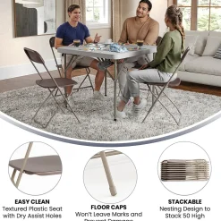 Folding & Stacking*Flash Furniture HERCULES™ Plastic Armless Folding Chair, Premium Brown, 4/Pack