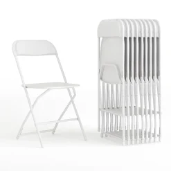 Folding & Stacking*Flash Furniture HERCULES™ Plastic Armless Folding Chair, Premium White, 52/Pack
