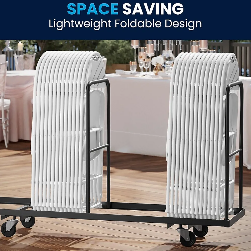 Folding & Stacking*Flash Furniture HERCULES™ Plastic Armless Folding Chair With Fan Back, White, 40/Pack (40LEL4WHITE)