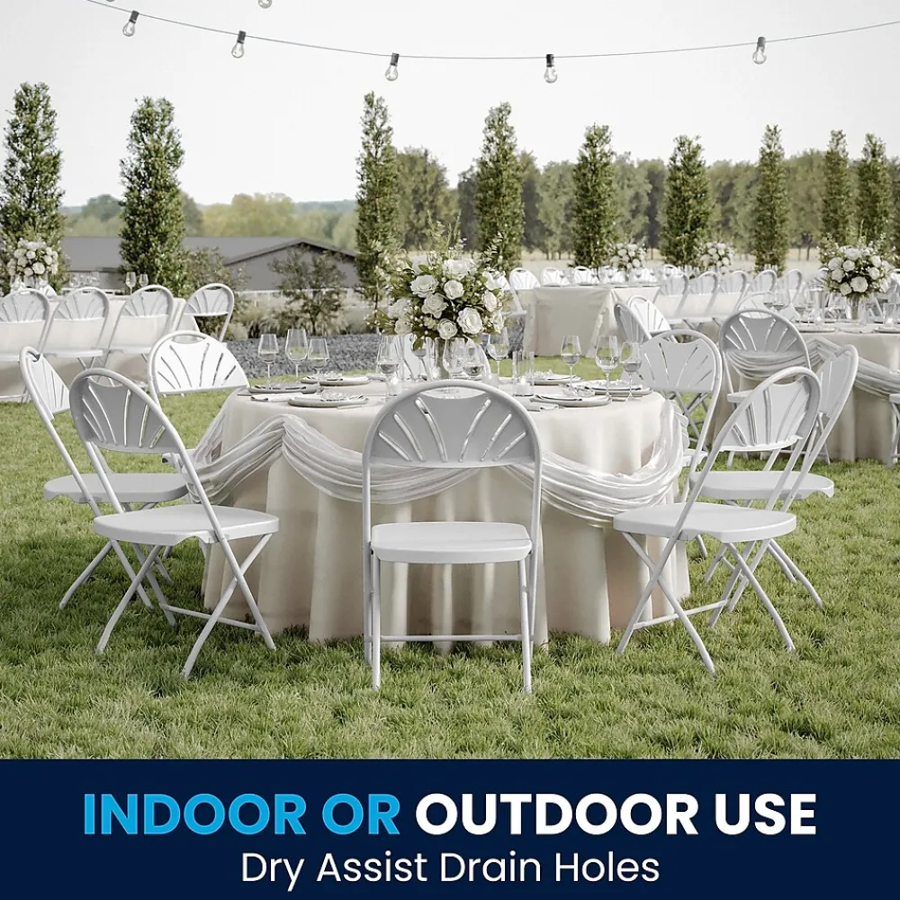 Folding & Stacking*Flash Furniture HERCULES™ Plastic Armless Folding Chair With Fan Back, White, 40/Pack (40LEL4WHITE)