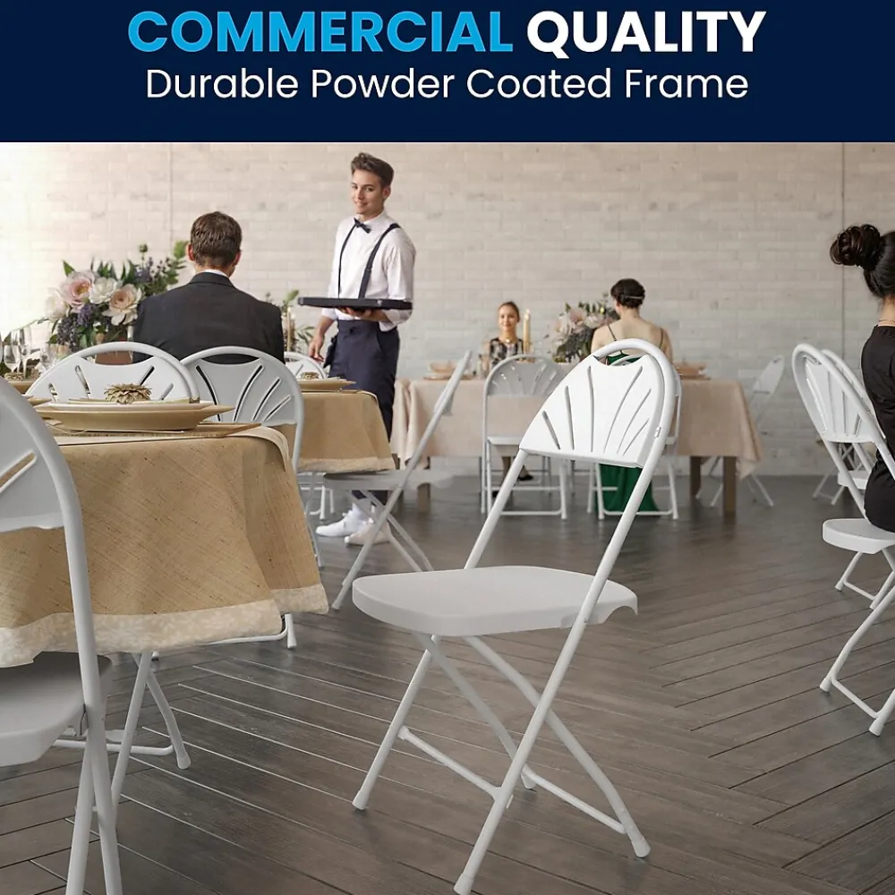Folding & Stacking*Flash Furniture HERCULES™ Plastic Armless Folding Chair With Fan Back, White, 40/Pack (40LEL4WHITE)