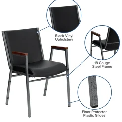 Folding & Stacking*Flash Furniture HERCULES Series Vinyl Stack Chair with Arms, Black (XU60154BKVYL)