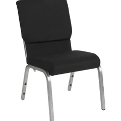 Folding & Stacking*Flash Furniture HERCULES Series Fabric Stacking Church Chair, Black/Silver Vein Frame (XUCH60096BKSV)