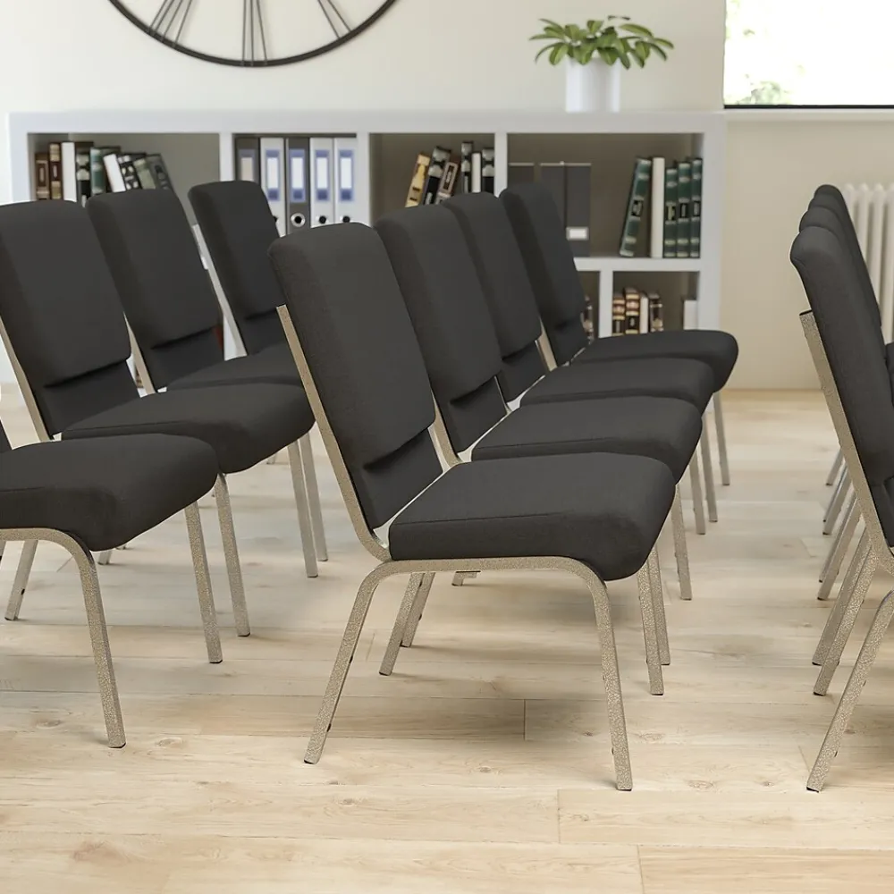 Folding & Stacking*Flash Furniture HERCULES Series Fabric Stacking Church Chair, Black/Silver Vein Frame (XUCH60096BKSV)