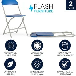 Folding & Stacking*Flash Furniture HERCULES Series Plastic Banquet/Reception Chair, Blue, 2/Pack (2LEL3BLUE)