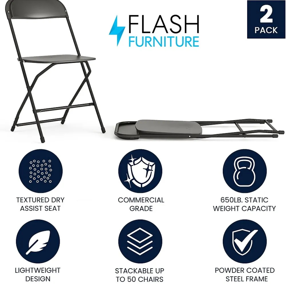 Folding & Stacking*Flash Furniture HERCULES Series Plastic Banquet/Reception Chair, Black, 2/Pack (2LEL3BLACK)