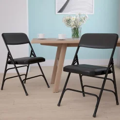 Folding & Stacking*Flash Furniture HERCULES Series Vinyl Folding Chair, Black, 2/Pack (2HAMC309AVBK)