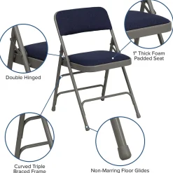 Folding & Stacking*Flash Furniture HERCULES Series Fabric Folding Chair, Navy Blue, 2/Pack (2HAMC309AFNVY)